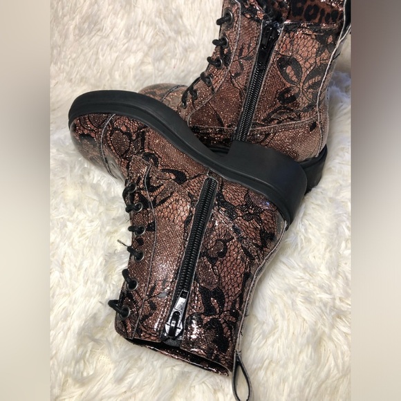 Steve Madden Brown and Black Studded Combat Boots - Picture 10 of 16